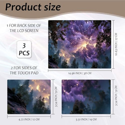 Laptop Skin 12.1-15.6 inch Removable Universal Reusable Laptop Sticker Decal,Waterproof No Residue Vinyl Cover,Scratch-Resistant Cuttable Full Wrap Sticker for Notebook, Purple Starry Nebula Forest - color: Purple Starry Nebula Forest