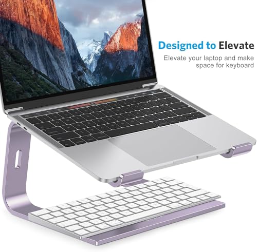 OMOTON Laptop Stand, Detachable Mount for MacBook Air/Pro Dell HP Purple | 11-17" Laptop Holder for Desk, Notebook Computer Mount, Lightweight Cooling for Desk, Ergonomic Home Office - color: Purple
