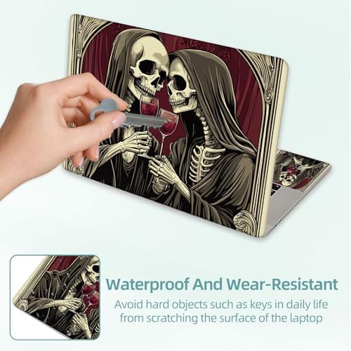 Universal Laptop Skin Decal, 3-Piece Vinyl Protector for 12 13 14 15.6" Notebook, Waterproof Anti-Scratch, Easy Trim & Bubble-Free Finish, Skeleton and His Lover - color: Skeleton and His Lover