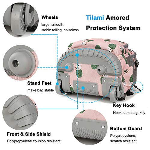 Tilami Rolling Backpack 18 inch Wheeled Backpack School College Student Travel Trip Boys and Girls - color: Cactus