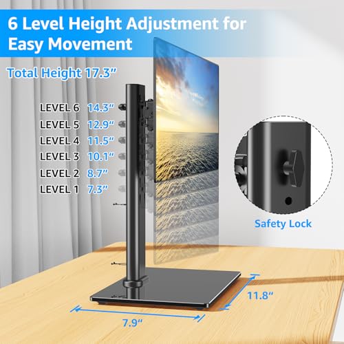 MOUNTUP Monitor Stand for Desk, Freestanding Monitor Mount Fits 13-32 inch Screen up to 17.6 lbs, Screen Stand with Swivel, Height, Rotation Adjustment, VESA Mount 100 x 100mm, 75 x 75mm - size: Single