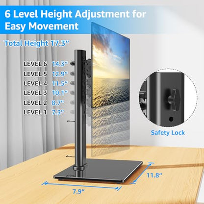 MOUNTUP Monitor Stand for Desk, Freestanding Monitor Mount Fits 13-32 inch Screen up to 17.6 lbs, Screen Stand with Swivel, Height, Rotation Adjustment, VESA Mount 100 x 100mm, 75 x 75mm - size: Single