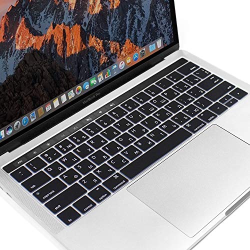 ProElife Russian Premium Ultra Thin Silicone Keyboard Protector Cover Skin for Apple MacBook Pro with Touch Bar 13" 15" (Model A1706, A1707, A1989, A1990, A2159) (2016 2017 2018 2019 Release) (Black) - color: Russian-black