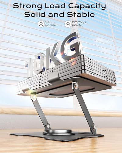 Foldable Cooling Laptop Stand, 360° Rotatable Monitor Riser, Installation-Free Desk Holder for Tablet