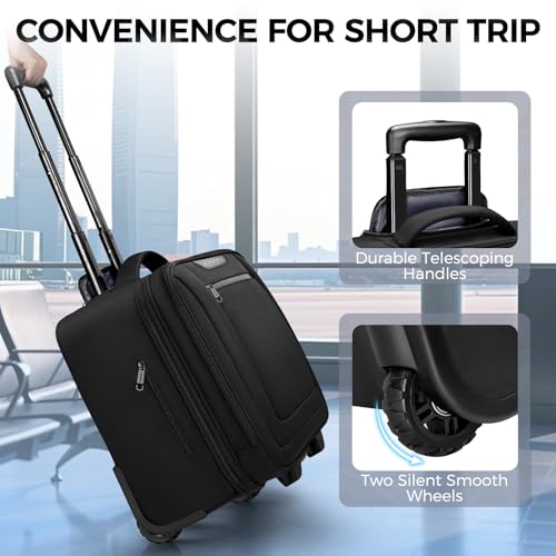 Ytonet Rolling Laptop Bag, 17.3 Inch Rolling Briefcase for Women Men, Water Resistant Computer Bag with Wheels for Work Travel College Business Overnight Teacher