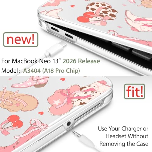 May Chen Compatible with MacBook Neo 13 inch Case 2026 Model A3404, Plastic Hard Shell,Keyboard Cover,Screen Protector,Dust Plug, for MacBook Neo 13" with A18 Pro Chip,Girly Western - color: Girly Western