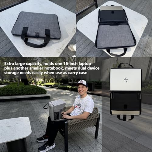 Laptop Sun Shade Carry Case & Privacy Shield Fit 12-16 Inch Working Outside | anti glare screen protector privacy shade laptop tent sleeve portable & foldable for outdoor/travel Gray MacBook, HP, Surface