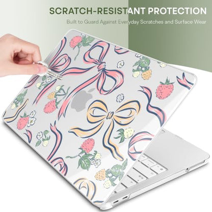 Compatible with MacBook Neo 13 inch (2026 Release A3404) (A18 Pro) with Liquid Retina Display, Printed Slim Protective Case with Screen Protector & Keybaord Cover, Raspberry Bows - color: Raspberry Bows