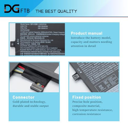 DGFTB L20M3PG0 Laptop Battery for Lenovo 100w 300w 500w Gen 3 100e 300e 500e Chromebook Gen 3 IdeaPad 3 Chrome 15IJL6 Flex 3 Chrome 15IJL7 L20C3PG0 L20D3PG0 L20L3PG0 (11.52V 47Wh/4080mAh)