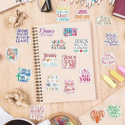 Jesus Loves You Stickers - 100 Pcs Christian Religious Stickers for Adults, Colorful Waterproof Religion Sticker for Scrapbook Journal Laptop Card Water Bottle, Sunday School Party Favor - style: Jesus Loves You