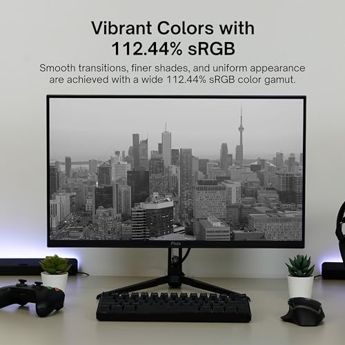 Pixio PX248 Wave 24 inch 200Hz Refresh Rate FHD 1080p Resolution Fast IPS Panel 1ms GTG Response Time Built-in Speakers Gaming Monitor with Adaptive Sync - color: Black