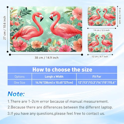 Universal Laptop Skin Sticker Decal with 2 Wrist Pad Skins, Waterproof Scratch Vinyl Cover for 11–15.6 Inch MacBook, HP, Dell, Lenovo, Cutable & Reusable,Pink Flamingo Garden Art - color: Pink Flamingo Garden Art