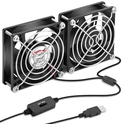 Wathai 80mm x 80mm x 25mm USB Fan 5V for Computer Laptop Router DVR Xbox Cooling 2 Packs - size: 80x25mm (5V)