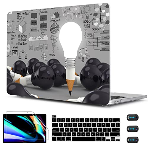 CISSOOK Creative Bulb Case for MacBook Pro 13 Inch 2025-2020 Release A2338 A2251 A2289, Hard Shell Cover with Keyboard Cover Screen Protector for MacBook Pro 13 M2 M1, Bulb - color: Creative Bulb