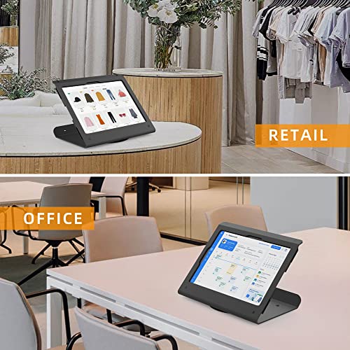 Tablet POS Stand - Heavy Duty Steel Kiosk Stand with 360° Swivel Base Anti-Theft - Compatible with 10.9" iPad 10th, Pro 11" 1 2 3 4, Air 4 5, Air 11"(M2/M3/M4), iPad 11"(A16) - color: Black
