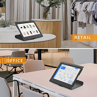 Tablet POS Stand - Heavy Duty Steel Kiosk Stand with 360° Swivel Base Anti-Theft - Compatible with 10.9" iPad 10th, Pro 11" 1 2 3 4, Air 4 5, Air 11"(M2/M3/M4), iPad 11"(A16) - color: Black