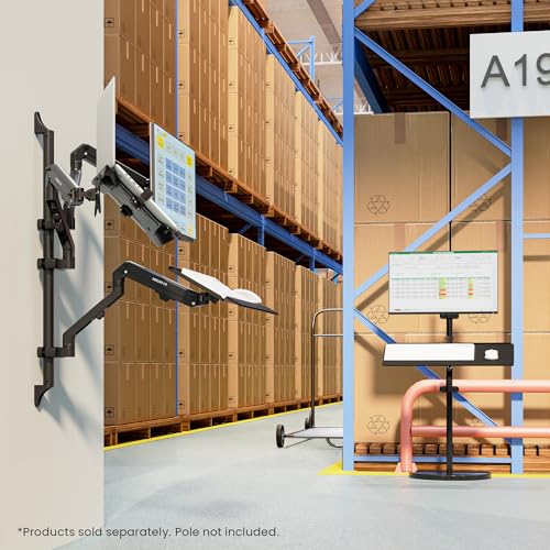 Mount-It! Keyboard Wall Mount & Pole Mount, Swivel Keyboard & Mouse Tray | Wall or pole mounted keyboard and mouse tray that swings out of the way, spring arm tilts 85°, swivels 90°, extends to 21.8" - style: Keyboard