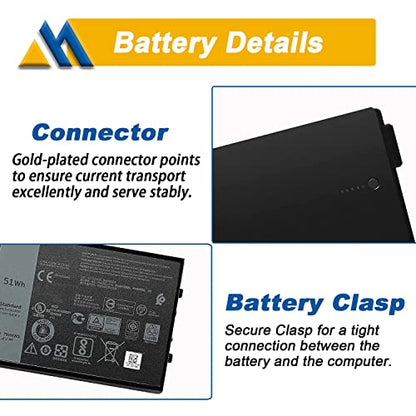 7WNW1 51Wh 6-cell Laptop Battery Compatible with Dell Latitude 5424 5420 Rugged Extreme P85G P86G P137G P137G001 P137G002 P85G001 P86G001 Series DMF8C GK3D3 6NNCF DP3KF DMF0C 07WNW1 451-BCHV 11.4V - size: 5.05*3.42*0.60 inch 7WNW1