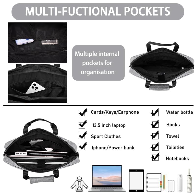 BESMART Waterproof RFID Laptop Bag fits 15.6 Inch Computer, Shoulder Business Briefcase Bag Crossbody Messenger Bags for Men - color: Grey