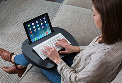 Sofia + Sam Mini Lap Desk with Memory Foam Cushion | Tablet Slot and Handle | Fits Laptops Up to 15" | Tablets Up to 9.6" | Black | Portable Travel Desk | Reading Writing and Coloring - color: Black With Tablet Slot