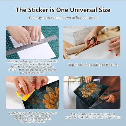 Universal Laptop Skin Sticker with 2 Wrist Pad Skins, Waterproof Scratch Resistant Vinyl Laptop Cover Decal, Cut to Fit for 11–15.6 Inch MacBook HP Dell Lenovo, Fractal Flowers - color: Fractal Flowers