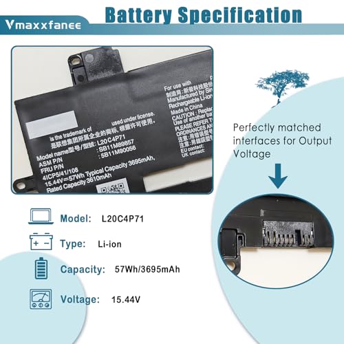 L20C4P71 L20M4P71 Laptop Battery Replacement for Lenovo ThinkPad X1 Carbon 9th 10th Gen X1 Yoga 7th 6th Gen 2021 Series L20D4P71 SB10T83217 5B10W13974 SB10T83218 SB10T83215 L20L4P71