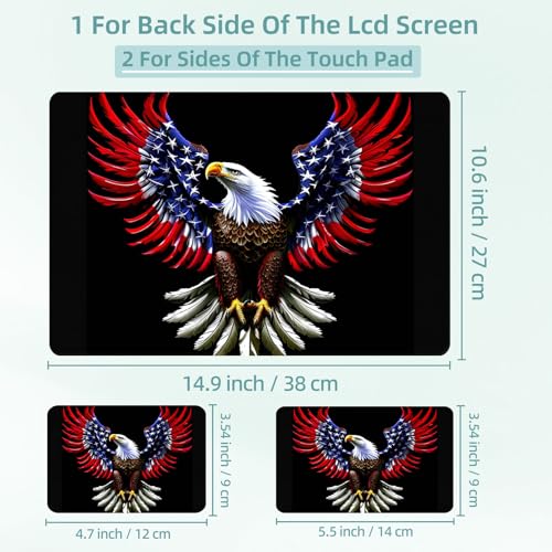 Universal Laptop Skin Decal, 3-Piece Vinyl Protector for 12 13 14 15.6" Notebook, Waterproof Anti-Scratch, Easy Trim & Bubble-Free Finish, American Flag Eagle - color: American Flag Eagle