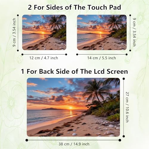 Laptop Skin Sticker Decal, Universal Reusable Vinyl Laptop Cover for 12" 13" 13.3" 14" 15" 15.4" 15.6" Notebook PC, Reusable Waterproof Scratch-Resistant with 2 Wrist Pads,Beach Coconut Tree - color: Beach Coconut Tree