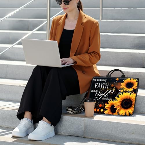 Laptop Bag,14 15 15.6 inch Laptop Case Sleeve,Computer Sleeve with Handle for Women Men,Carrying Case for MacBook,Dell,Lenovo,Notebook Computer,Sunflower Glitter Bible - color: Sunflower Glitter Bible