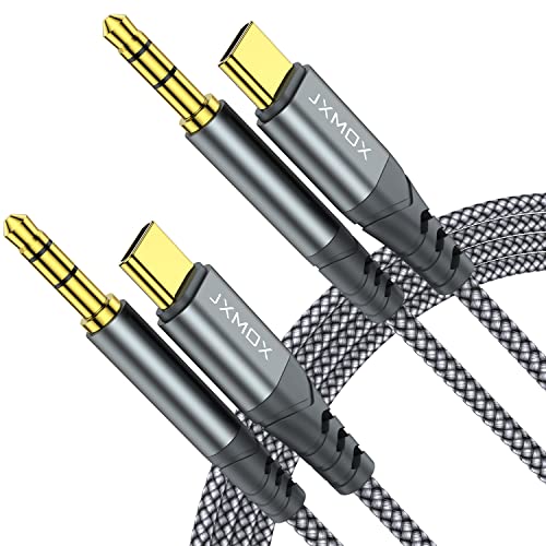 JXMOX USB C to 3.5mm Audio Aux Jack Cable (4ft 2-Pack), Type C to 3.5mm Headphone Car Stereo Cord Compatible with iPhone 17 Air 16 15 Pro Max, Samsung Galaxy S25 S24 S23 Note 20, Pixel 9 8, iPad Pro - size: 2-Pack
