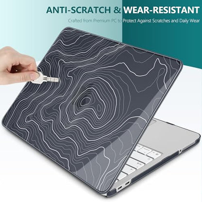 for MacBook Neo 13 Inch Case 2026 (Model A3404, A18 Pro chip), Stylish Pattern Protective Hard Shell with Screen Protector, Keyboard Cover & USB-C Adapter - Black Maps - color: Black Maps