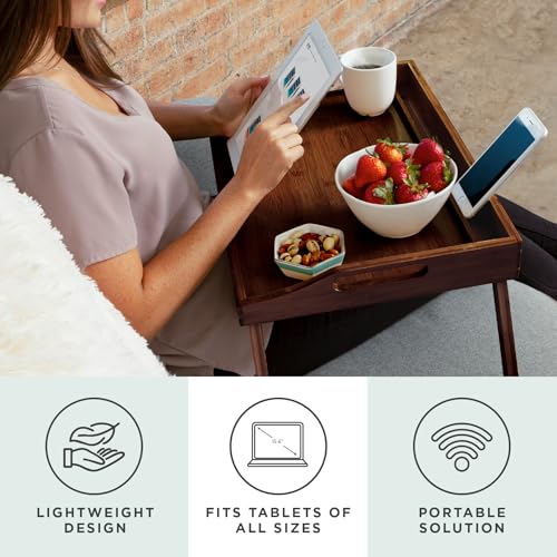 ROSSIE HOME Large Wood Bed Tray – Java Bamboo, Fits 15.6” Laptops - color: Java Bamboo, size: Large
