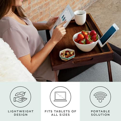 ROSSIE HOME Large Wood Bed Tray – Java Bamboo, Fits 15.6” Laptops - color: Java Bamboo, size: Large