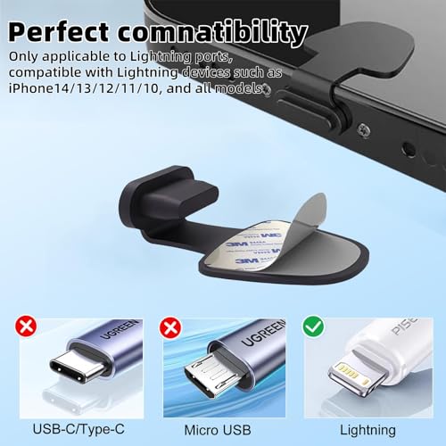 Lightning Dust Plug for Charger Port Protects Charging Port Anti Dust Cover Anti-Lost Lightning Dust Plugs, 10-Pack (Lightning dust Cover/Black) - color: Lightning dust cover (Black)