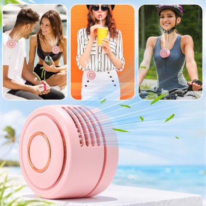 3 Pack Portable Silent Mini Bladeless Fan Clip On Cooling USB Rechargeable Electric Small Fan for Shirt Belt Waist Outdoor Travel Office Summer Wear Personal Use(Pink) - color: Pink