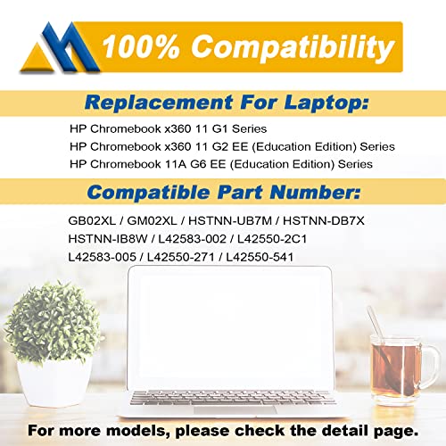 GB02XL l42583-002 Laptop Battery Replacement for HP Chromebook X360 14A 14-DB 11 G8 G7 G1 G2 EE/Chromebook 11A G8 G5 G6 EE/Chromebook 14 G5 14-DB0051CL Series hstnn-ub7m L42583-005 L42550-271 - size: 9.76*3.70*0.21 inch GB02XL