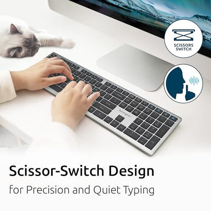 Kensington KB535 Wireless Keyboard, Bluetooth & 2.4GHz Connection, Full-Size Layout, Quiet Scissor-Switch Keys, Programmable, Copilot Hotkey, Compatible with Windows, Black (K75408NA) - size: Full size, style: Wireless