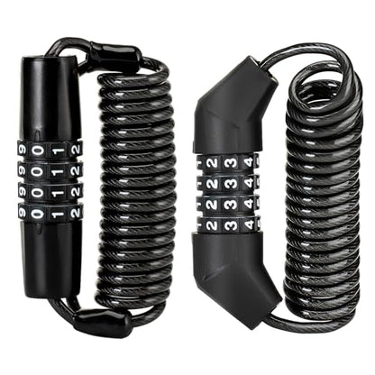 ROCKBROS Helmet Lock, Retractable 4 Digit Cable Lock for Bikes | Retractable cable design; 4 digit combination lock; Secures helmets, bikes, strollers and luggage - style: Straight+Bend