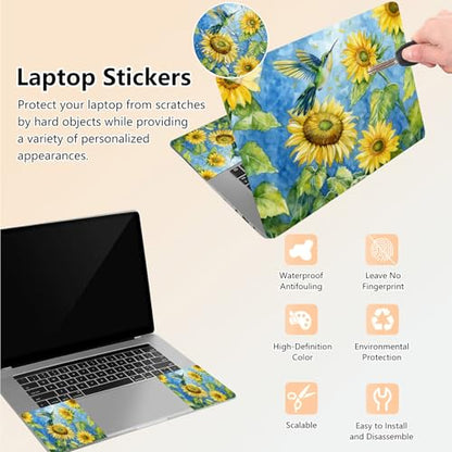 Laptop Skin Sticker Decal 15.6 Inch,12 13 13.3 14 15 15.6 in Laptop Netbook Skins for Notebook,Art Decal Removable Waterproof Scratch Resistant,Universal Vinyl Cover,Bird Sunflower Watercolor - color: Bird Sunflower Watercolor