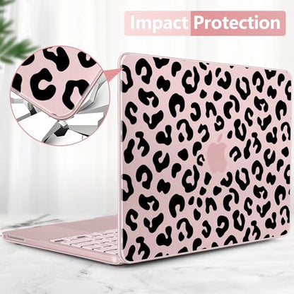 for MacBook Neo 13 inch Case 2026 (Model A3404), Artistic Leopard Pattern Ultra Slim Frosted Matte Hard Shell, Anti-Scratch & Fingerprint Resistant Cover, Leopard Blush - color: Leopard Blush