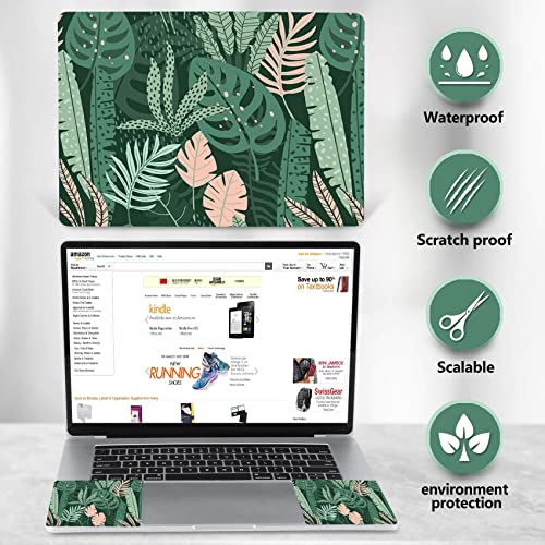 AIMSA Laptop Skin Sticker Decal, 12 13 13.3 14 15 15.4 15.6 inch Laptop Art Decal Protector Notebook Netbook PC 15.6" Universal Vinyl Cover, Pink Green Leaves - color: Pink Green Leaves