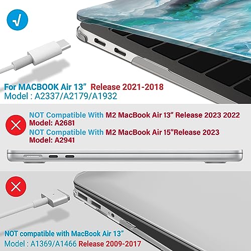 IBENZER Compatible with 2022 2021 2020 MacBook Air 13 inch case M1 A2337 A2179 A1932, Plastic Hard Shell Case for Mac Air 13 Retina Display with Touch ID, Blue Marbel, MAD-T13BLMB - color: Blue Marble