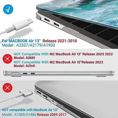 IBENZER Compatible with 2022 2021 2020 MacBook Air 13 inch case M1 A2337 A2179 A1932, Plastic Hard Shell Case for Mac Air 13 Retina Display with Touch ID, Blue Marbel, MAD-T13BLMB - color: Blue Marble