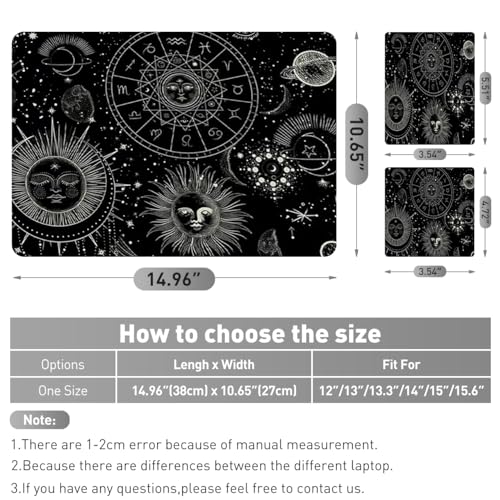 12.1-15.6 Inch Laptop Skin Decal, Universal Reusable Vinyl Laptop Cover Sticker, Waterproof Art Decal Protector in Cosmic Sun Moon - color: Cosmic Sun Moon