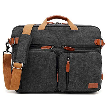 CoolBELL Convertible Backpack Messenger Shoulder bag Laptop Case Handbag Business Briefcase Multi-functional Travel Rucksack Fits 17.3 Inch Laptop For Men/Women (Canvas Black) - color: Canvas Black, size: 17.3 Inches