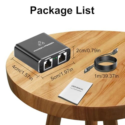 Gigabit Ethernet Splitter 1 to 2 High Speed(2 Devices Simultaneously Networking),1000Mbps Internet Splitters 1 in 2 out, LAN Splitter with USB Power Cable, RJ45 Splitters for Cat5/5e/6/7/8 Cable - style: 1to2