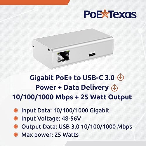 PoE+ to USBC Power Delivery Compatible with Tablet Computers Like iPad Pro Gen 3, Microsoft Surface Go, Google Pixel, and More (USB-C Power Compatible w/iPad Pro) (Gigabit Power + Data 2) - size: Gigabit Power + Data 2