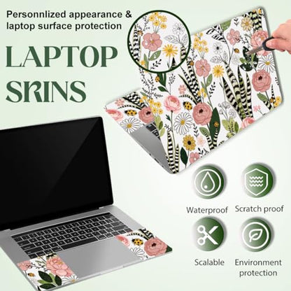 SUPERDANT Wildflower Laptop Skin Sticker Decal Leaves Universal Laptops Notebook Skin Sticker 12 13 13.3 14 15 15.4 15.6 Inches Vinyl Laptop Cover Stickers Removable Waterproof Notebook Protector - style: Wildflower Leaves