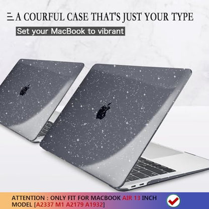 CISSOOK Sparkly Black Star Case for MacBook Air 13 Inch A2337 M1 A2179 A1932 2021-2018 Release, Plastic Glitter Bling Hard Shell Case with Keyboard Cover for MacBook Air M1 2021 with Touch ID - color: Sparkly Star Black