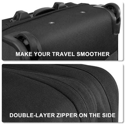 MOSISO Rolling Laptop Bag with Wheels, Rolling Briefcase for Women with Front Pocket & Belt for Work Travel Business, 15-16 inch Expandable Overnight Computer Bag Roller Briefcase for Men, Black